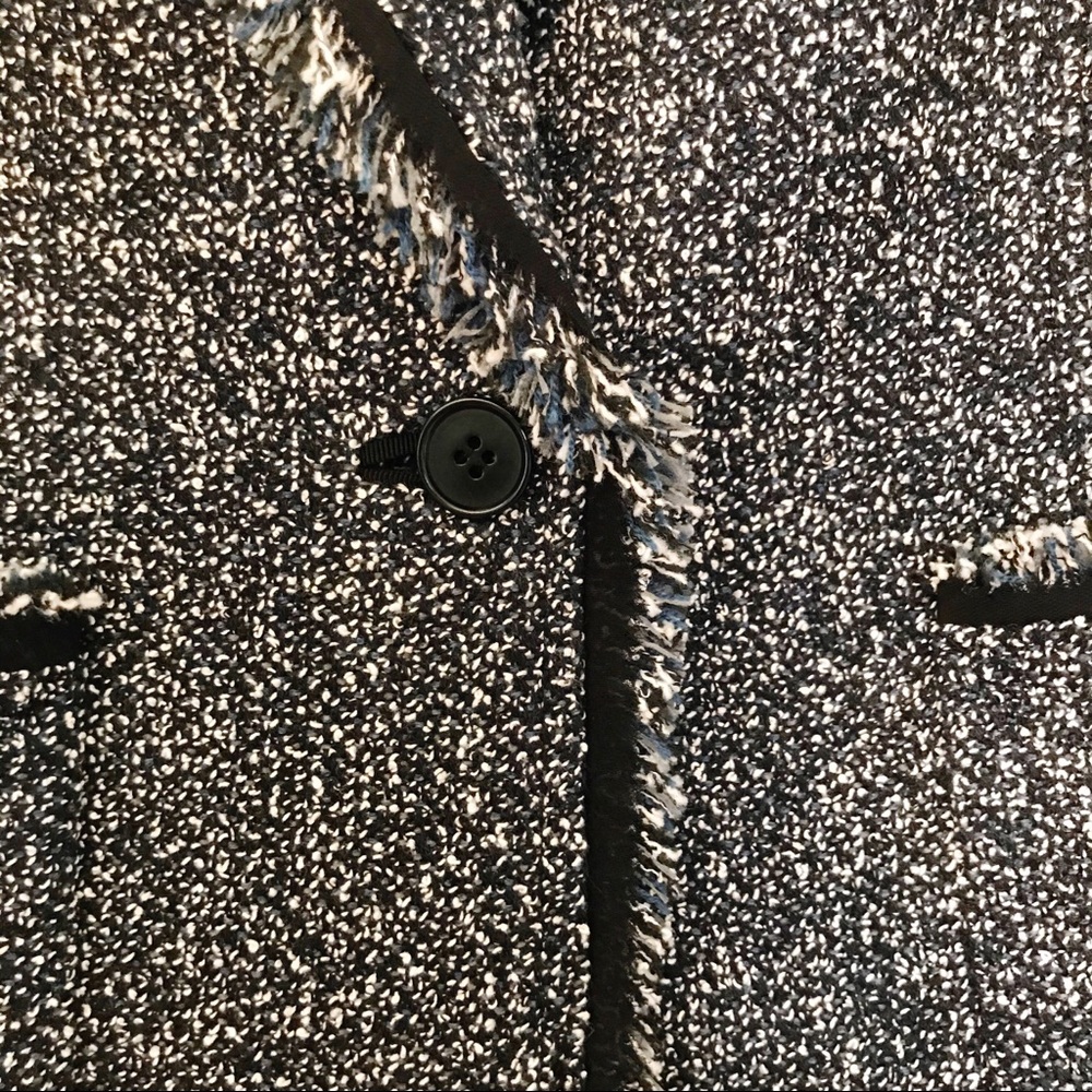 Anne Klein Notch Lapel Tweed Blazer Jacket Black - Picture 4 of 8